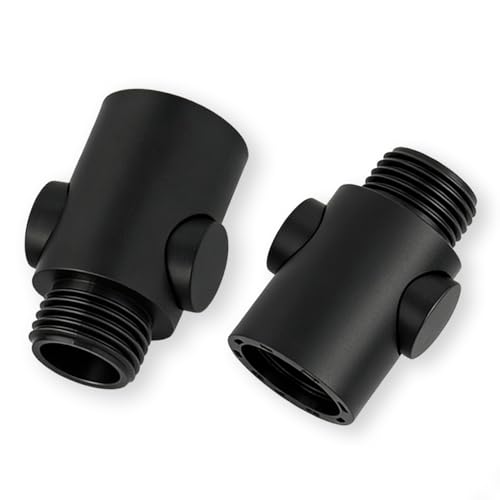 RIVOODS Matte Black 2 Pack Shower On/Off Valve with Enlarged Button & Flow Regulator
