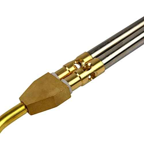 BLUEFIRE Double Flame Jet Turbo Torch Head High Output 17060 BTU Full Metal Heavy Duty Manual Ignition Gas Welding Dual Tubes Blowtorch Nozzle Fuel by MAPP MAP Propane Brazing Soldering Flamethrower