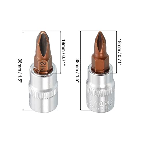 uxcell 1/4" Drive x PH1 & PH2 Phillips Bit Socket Set of 4 Pcs, S2 Steel Bits, CR-V Sockets 1.5" Length (For Hand Use Only)