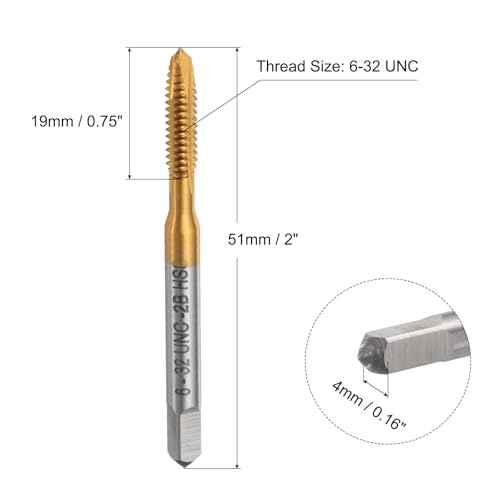 uxcell 2pcs 6-32 UNC B2 Spiral Point Thread Tap, Screw Tap Threading Tapping Tool, Titanium Coated 6542 High Speed Steel Machine Taps Tapping Bit