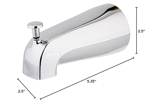 EZ-FLO 5 Inch Zinc Bath Tub Diverter Spout, 1/2 Inch IPS Pipe, Chrome, 15083