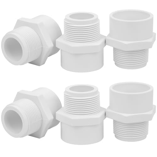 1-1/4" PVC Male Adapter Pipe Fitting – SCH40 Furniture Grade, Socket x Male Thread, 6-Pack