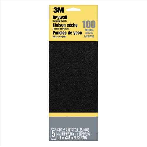 3M Drywall Sanding Sheets, Medium-Grit, 4.1875 in x 11.25 in, 5-Sheets (9092DCNA)