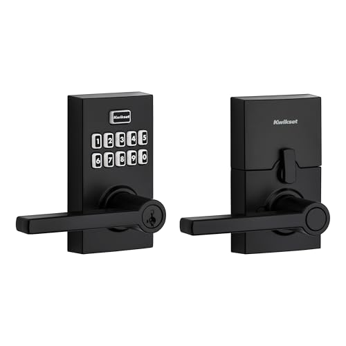 Kwikset SmartCode 917 Electronic Deadbolt with Halifax Handle - Matte Black, Reversible, Keyless Entry
