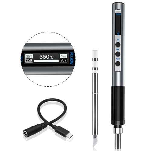 Digital Soldering Iron Kit, Portable Soldering Iron Pen with T12-K Solder Tip, Fast Heating, 356¢µ-842¢µ Temperature Control, Soldering Gun Kit for Electronics & DIY Making, Adapter Not Included