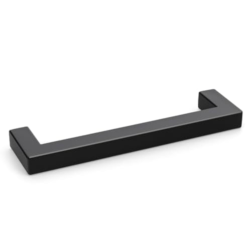 Goldenwarm 10 Pack 5 Inch Matte Black Cabinet Handles Kitchen Drawer Pulls - Hole Centers 128mm