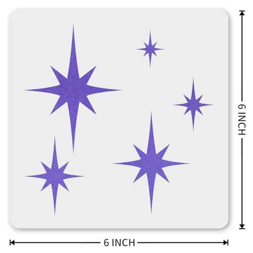 MAGJUCHE Abstract Stars Stencil 6 Inches, Reusable Starburst Stencil for Painting DIY Crafts Decor