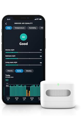 1-Pack Alexa Compatible Smart Air Quality Monitor - Detects Temperature, Humidity, CO, PM2.5, VOCs