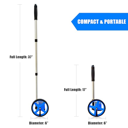 Zozen 6-Inch Measuring Wheel with Telescopic Handle - Feet & Inches, Blue