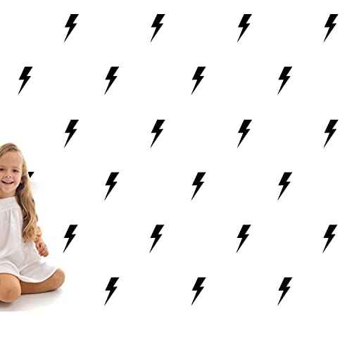 48 PCS Black Lightning Bolt Decals for Wall or Cars, Lightning Bolt Stickers for Wall, Lightning Bolt Wallpaper Decor