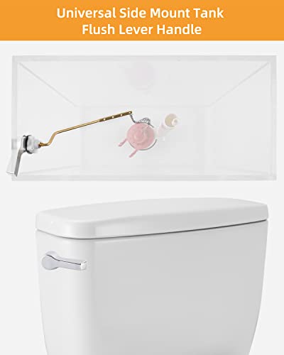 Hibbent Chrome Side Mount Toilet Handle Replacement Kit - Universal Brass Flush Lever
