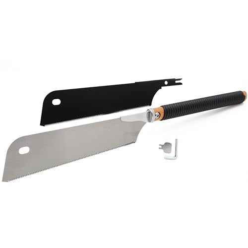 Clarke Brothers Kataba Pull Saw 10.5 Inch - 2 Blades, Woodworking tool with Rattan Handle and replacement blade, Single Edge Flush Cut Saws for Fine Cutting Wood