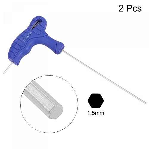 uxcell 1.5mm Hex Key T-Handle Dual End Wrench Spanner, Metric CR-V Steel 2 Pcs