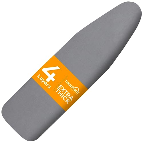 Happhom 15x54 Inch Ironing Board Cover and Pad Extra Thick 4-Layer, Gray (Heat, Scorch & Stain Resistant)