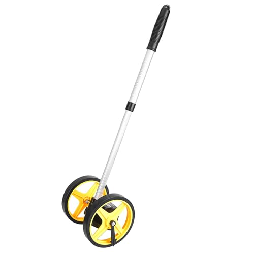 Hilitand Two-Wheel Measuring Wheel, Aluminum Shaft, ABS Casing, 9999m Range, Telescopic Handle