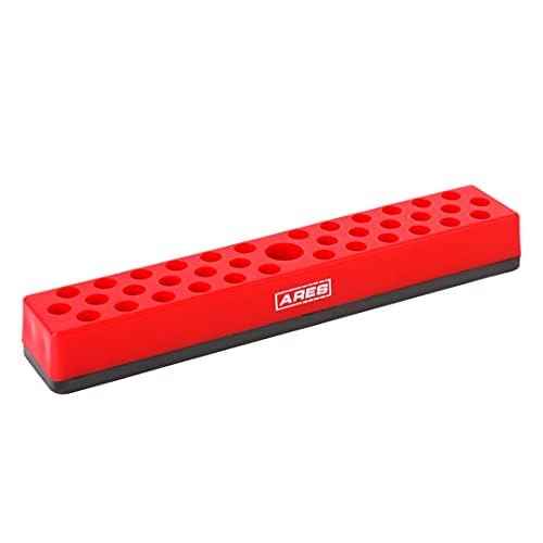 ARES 60011 - Red 37 Hole Hex Bit Organizer with Strong Magnetic Base - Keep Your Favorite Specialty, Drill, Tamper & Quick Change Bits Conveniently Organized and Accessible