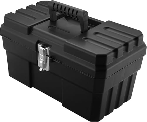 Akro-Mils 14-Inch Plastic Toolbox with Removable Tray, Black, 1-Pack