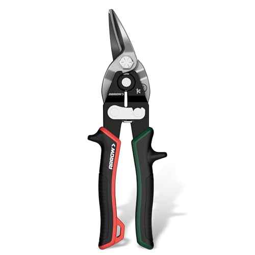 ARROW 8-inch Tin Snips for Cutting Metal Sheet, CR-V Steel Aviation Snips, High Leverage Labor-saving Metal Cutter, Right Cut