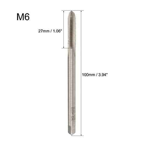 uxcell Metric Thread Tap M6 x 1 H2 100mm Extra Long Straight Flute Screw Thread Milling Machine Taps Threading Tapping Repair Tool