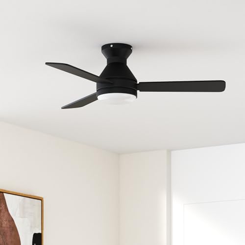 Amico 42 Inch Black Low Profile Ceiling Fan with Lights & Remote - Modern Design