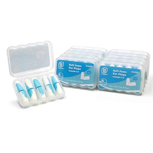 LYSIAN Ultra Soft Foam Ear Plugs for Sleeping Noise Cancelling -10 Box Value Pack - 38dB Noise Reduction Earplug for Sleep,Snoring, Work, Plane Loud Noise, Sky White Blue
