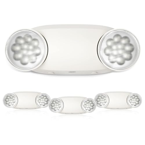 FREELICHT 4 Pack Emergency Lights with 90-Minute Battery, Round Heads, Commercial UL Certified