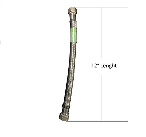 EZ-Fluid 12-Inch Stainless Steel Water Heater Connector FIP x FIP, 3/4 Inch, Variation 1
