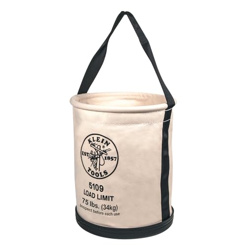 Klein Tools 5109 Canvas Straight-Wall Tool Bucket, No. 6 Canvas (75 lb) – Standard / Canvas Bucket