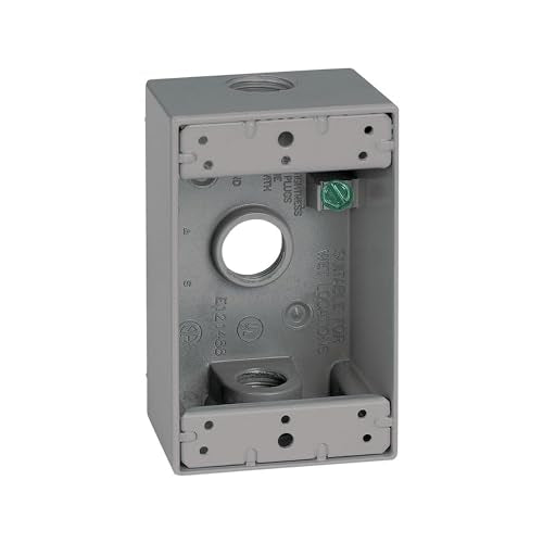 Sigma Engineered Solutions Weatherproof 1/2-Inch 3-Hole 1-Gang Electrical Box, Gray - No Size