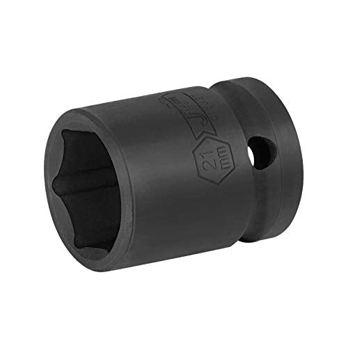 JETECH 1/2 Inch Drive 21mm Standard Impact Socket, Chrome Molybdenum Alloy Steel, 6-Point Design, Metric