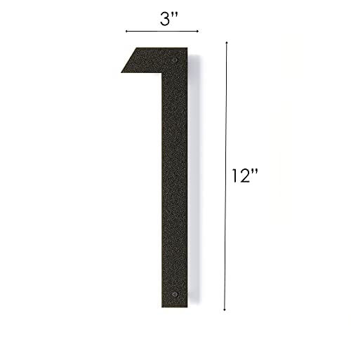 REINCARVATION 12 Inch Modern Floating House Numbers - Black Rust-Proof Metal Address Plaque, Sibling Listing Version 1