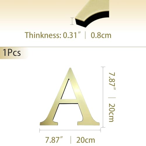 HXymxkeqi A Large 3D Acrylic Letter Wall Sticker - Light Gold, 20cm, Self-Adhesive