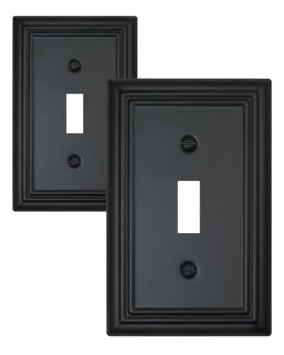 Black Metal Switch Plates Outlet Covers 2-Pack, Toggle Wall Plate - ZILLSEA
