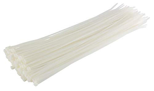 GTSE 14 Inch White/Clear Nylon Zip Ties 100 Pack, 50lb Self-Locking Cable Ties