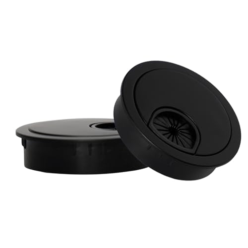 Signite Black 5-Pack 2.5 Inch Plastic Desk Cable Grommets for Wire Management