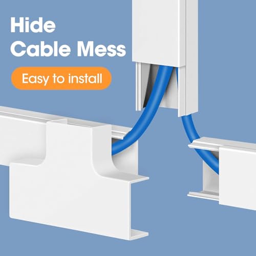 YesBes Wall Mount TV Cord Hider Kit White 116in Paintable Cable Raceway