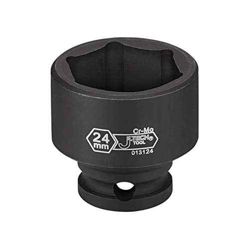 Jetech 3/8 Inch Drive 24mm Standard Impact Socket, Made with Chrome Molybdenum Alloy Steel, Heat Treated, 6-Point Design, Metric