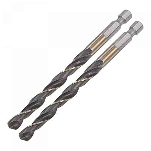 uxcell 2 Pcs High Speed Steel Hex Shank Twist Drill Bit, 7mm Drilling Dia with 1/4 Inch Hex Shank 105mm Length
