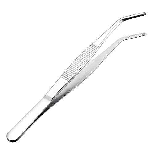 7 Inch Stainless Steel Tweezers with Curved Serrated Tip Multipurpose Forceps for Craft Repairing 2 Pack