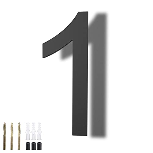 DEWEL 8 Inch Floating Black House Numbers for Outside - Modern Acrylic Address Sign with Mounting Kit, 1/8 Inch Thickness