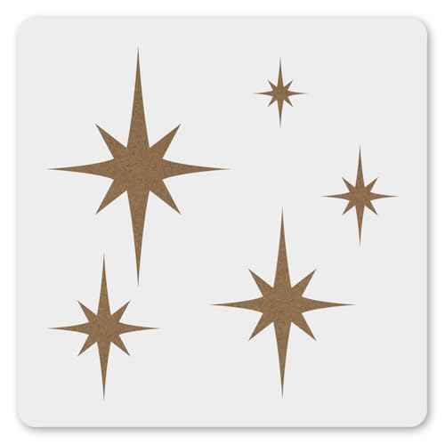 MAGJUCHE Abstract Stars Stencil 6 Inches, Reusable Starburst Stencil for Painting DIY Crafts Decor