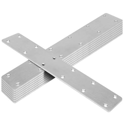 8 Pack Stainless Steel Flat Mending Plates 10-7/8" x 2" for Wood Repair - Mountain_ARK