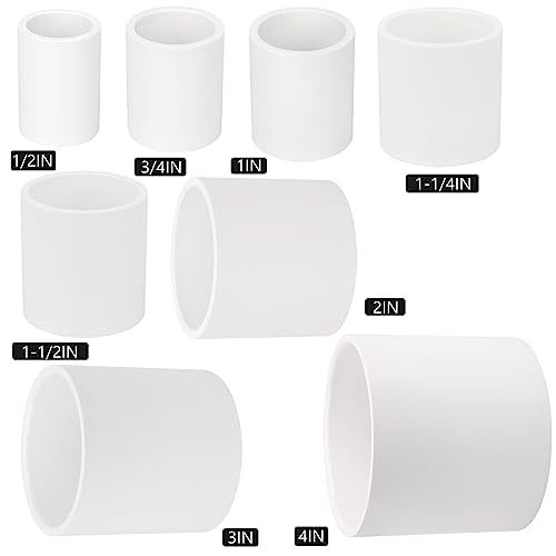 Lswteiz 3/4 Inch PVC Pipe Coupling Adapter Socket x Socket - Heavy Duty, White, 20 Pack