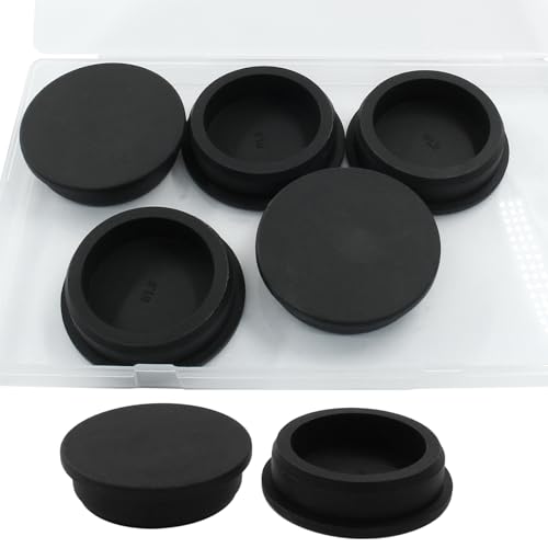 5 Pack 51mm Silicone Rubber Plugs for 2 Inch Round Holes Black - Waterproof Seal Caps