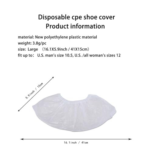 100Pcs50Pairs Disposable Shoe Covers,Boot Cover Waterproof,Dust proof,Non-slip,CPE Booties Shoes Protectors Coverings,White color,The Size Fit Most