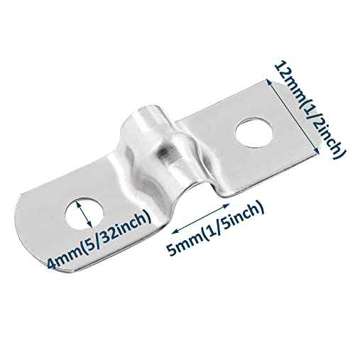 50Pcs M5 Stainless Steel Rigid Pipe Strap, 2-Hole Cable U Bracket Tube Strap Clamp for 0.2 Inch OD Hose