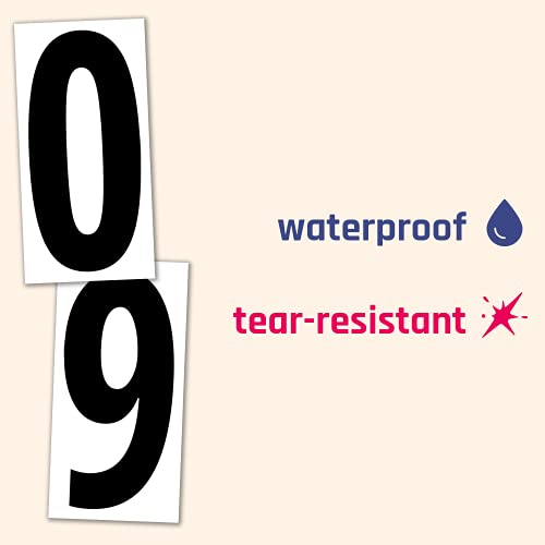 TownStix 6 x 3 Inch Black Vinyl Number Stickers 40 pcs Waterproof Indoor Outdoor