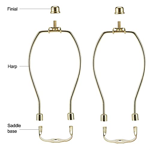 Saangseon 9 Inch Polished Brass Lamp Harp Pack of 2 Light Duty for Table & Nightstand Lamps