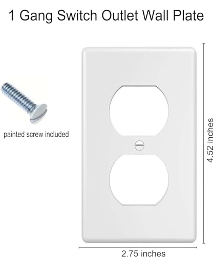 ZEFTV 4 Pack Duplex Wall Plates - 1-Gang Switch & Outlet Cover, White