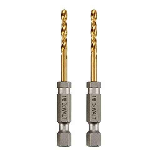 DEWALT Drill Bit Set, 1/8", 2-pc, Titanium Nitride Coated, Tapered Core for Optimum Durability (DD5108T)